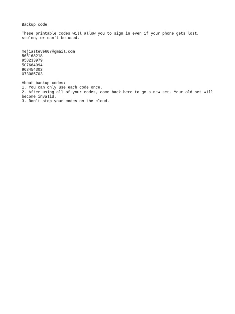 Backup Code | PDF