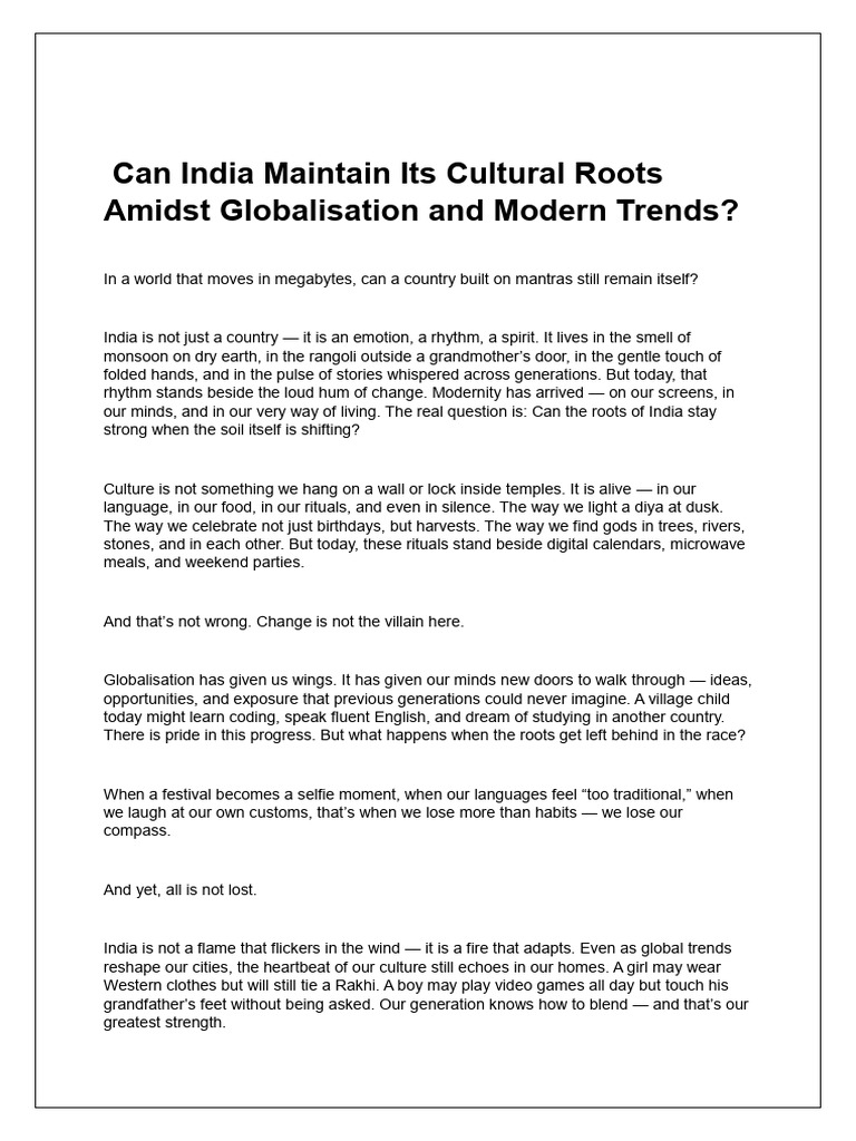 Can India Maintain Its Cultural Roots Amidst Globalisation and Modern ...
