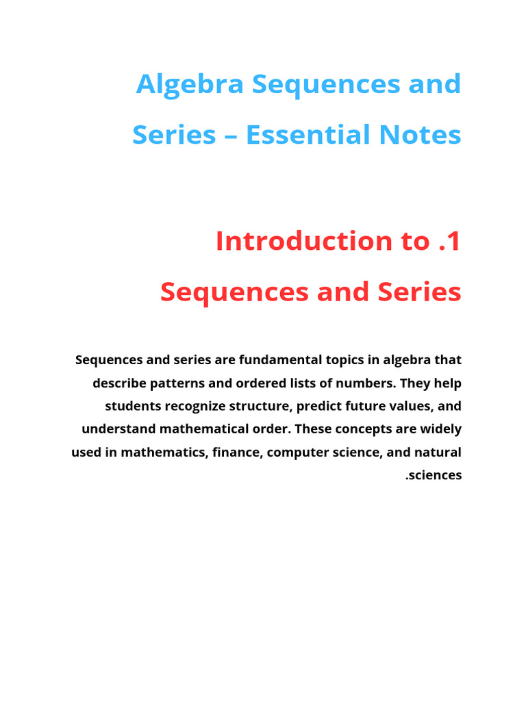 Algebra Sequences and Series Guide | PDF | Sequence | Mathematics