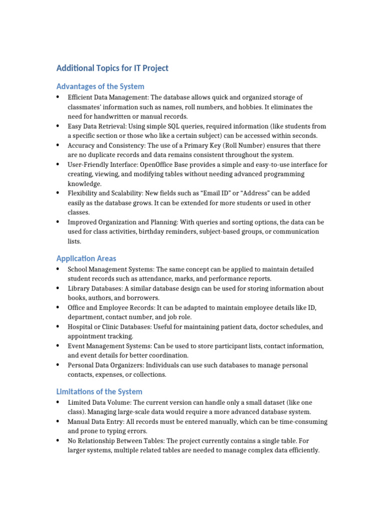 Additional_Topics_IT_Project | PDF | Databases | Computing