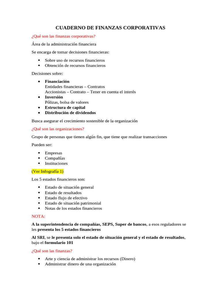 Finanzas Corporativas: Claves y Estructura | PDF | Business | Presupuesto