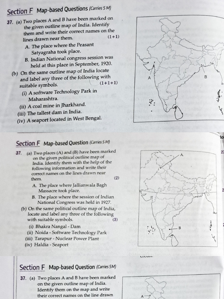 Map-Based Questions on Indian History | PDF | Indian Nationalism ...