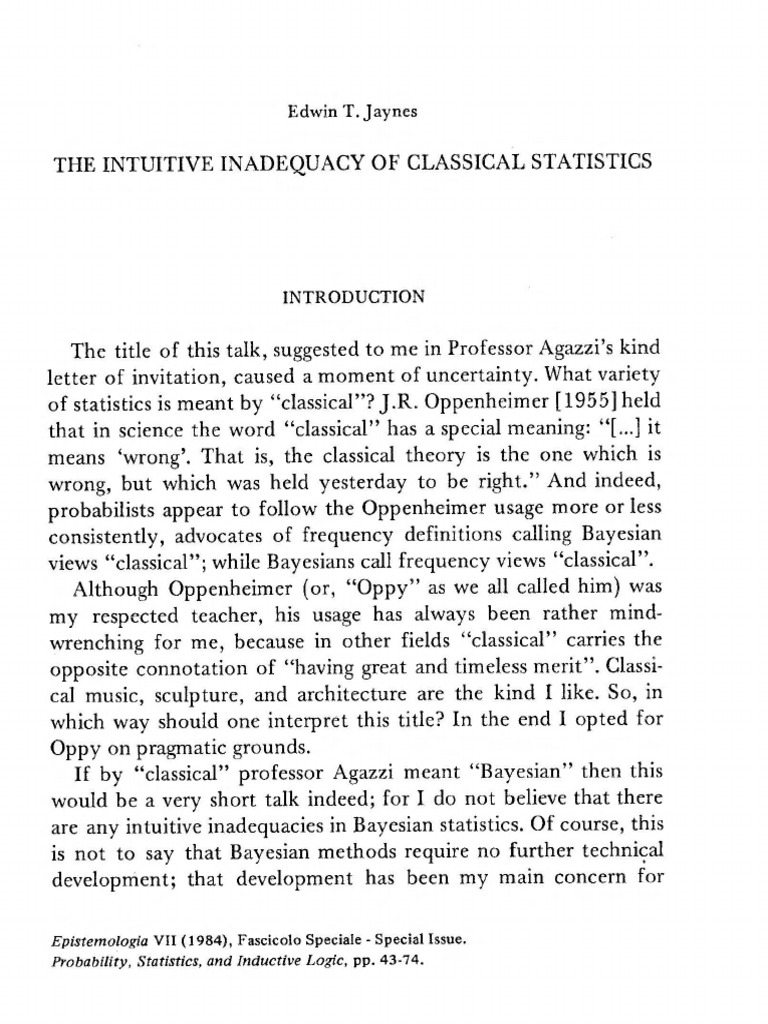 Classical vs. Bayesian Statistics Debate | PDF | Bayesian Probability ...