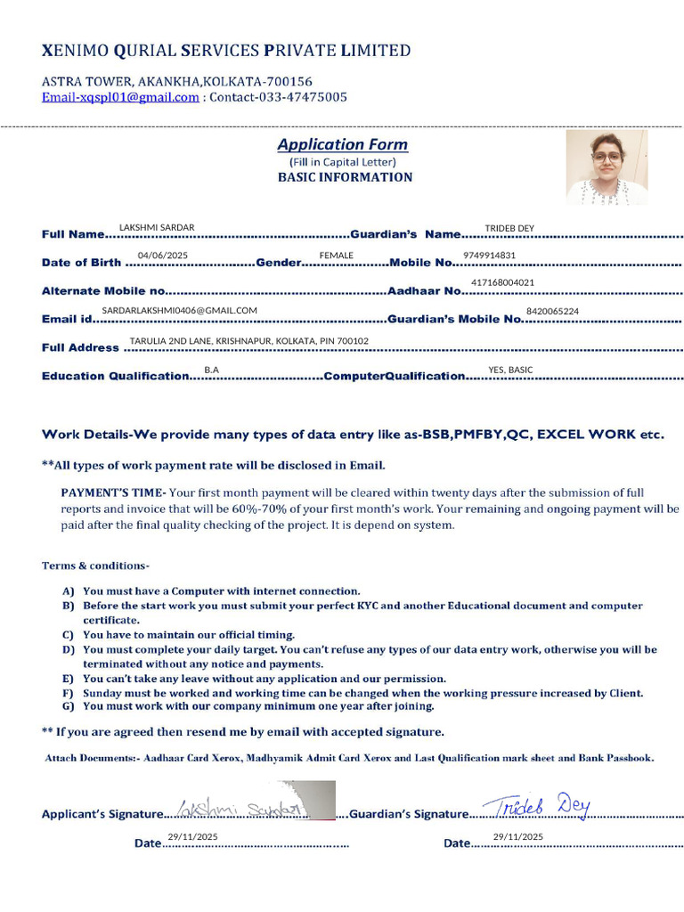 Application Form XQSPL (1) | PDF