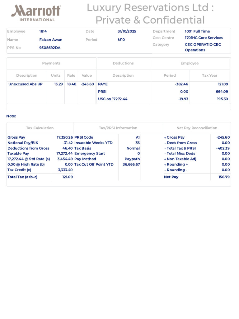 Payslips ESS October | PDF