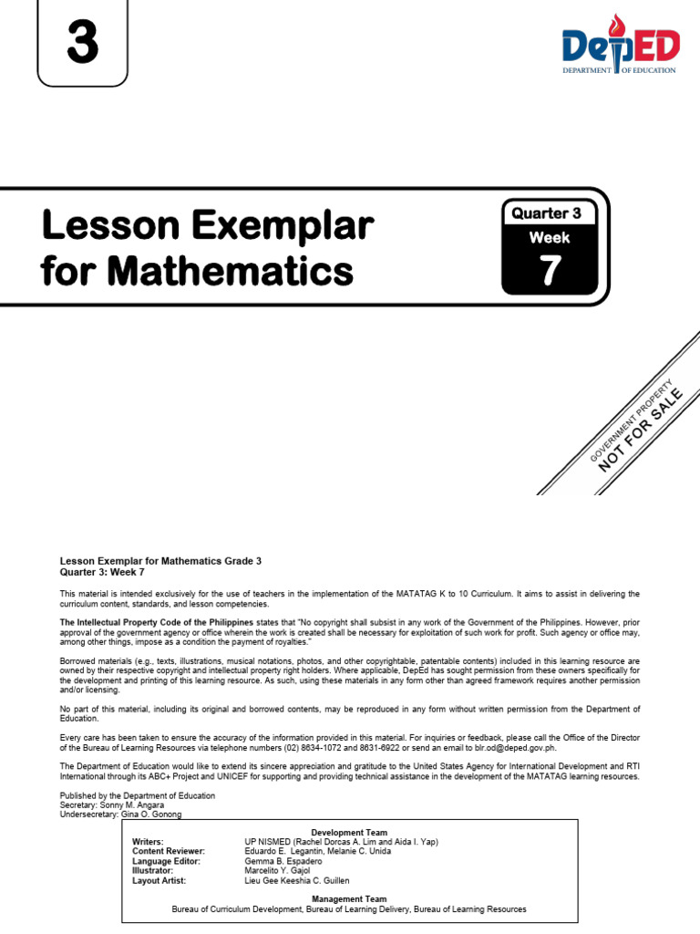 Grade 3 Math Lesson Plan Week 7 | PDF | Multiplication | Copyright