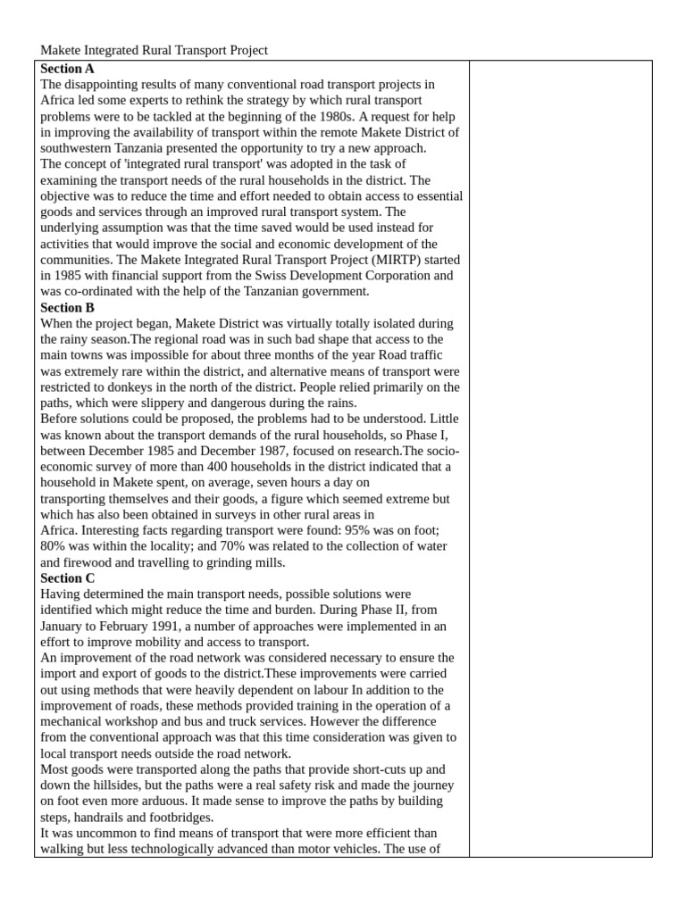 Makete Integrated Rural Transport Project | PDF | Transport | Road