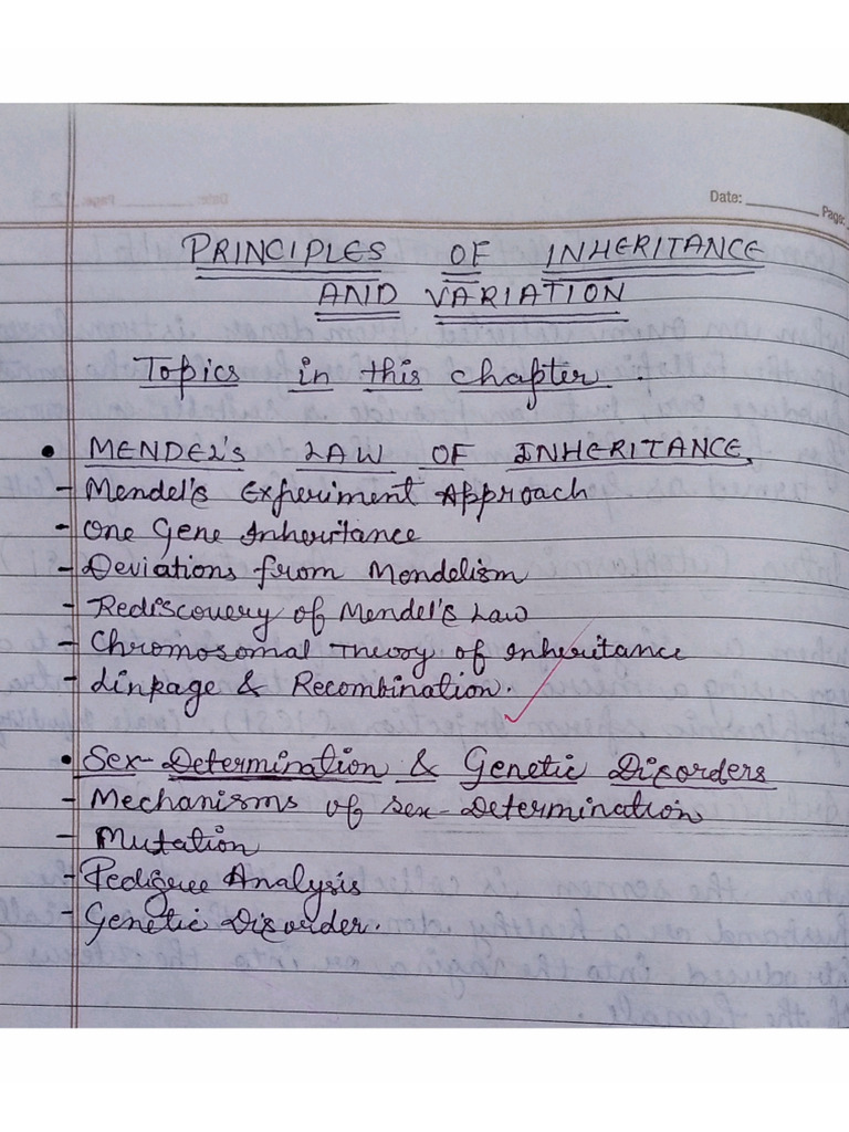 Principles of Inheritance and Variations Class 12 | PDF