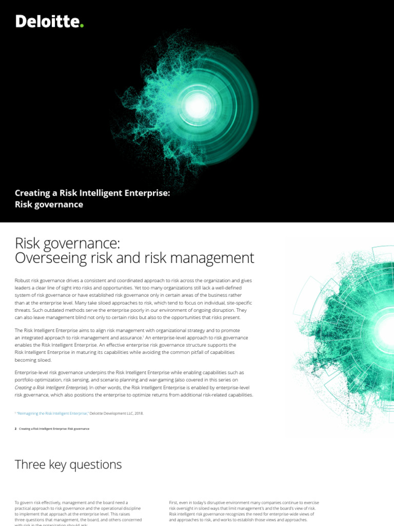 Us Creating a Risk Intelligent Enterprise Risk Governance | PDF | Risk ...