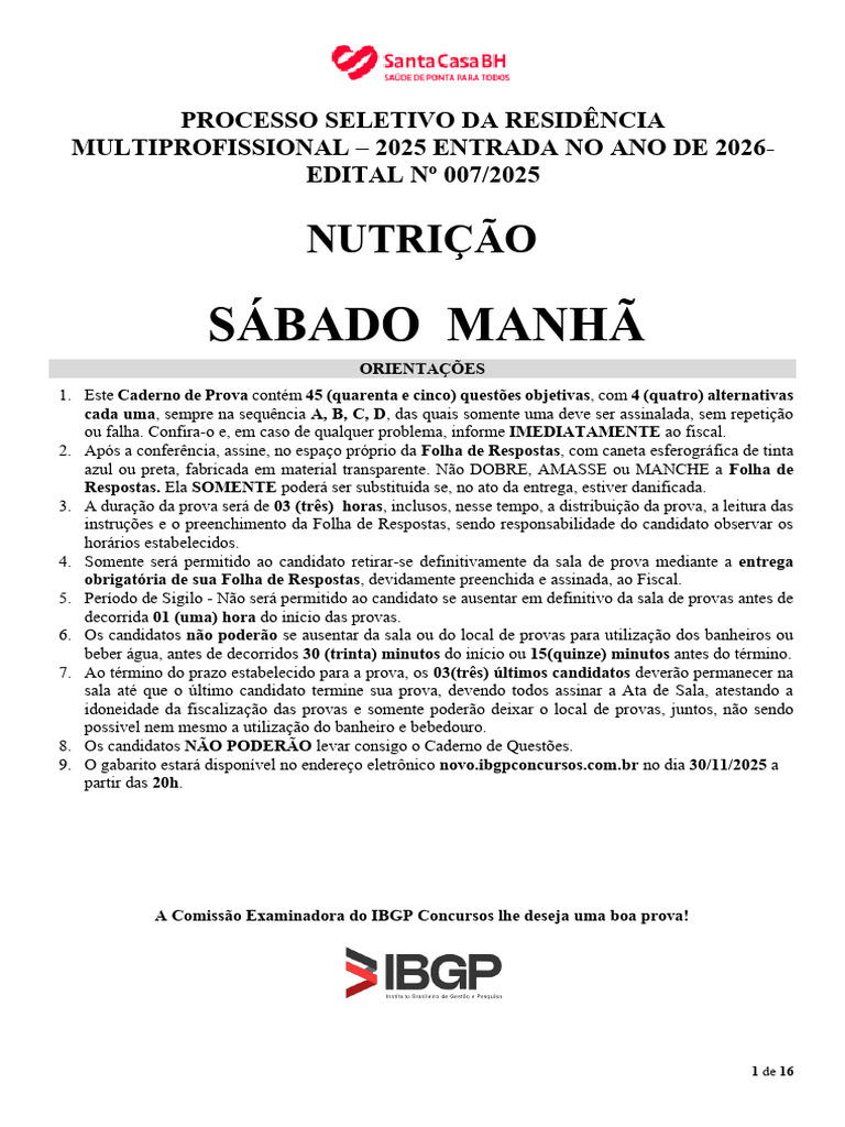 Edital do Processo Seletivo 2025 Nutrição | PDF | Epidemiologia
