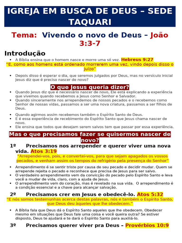 2024.09.24 - Vivendo o Novo de Deus | PDF | Pecado | Jesus