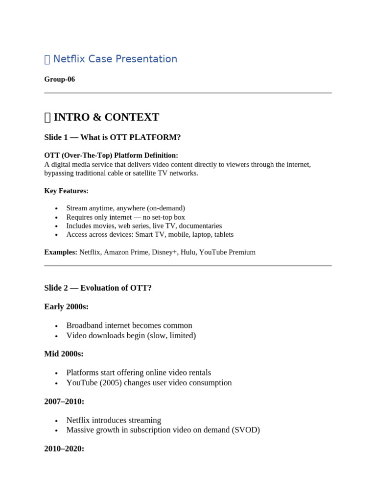 Netflix OTT Platform Analysis & Strategy | PDF | Video On Demand | Netflix
