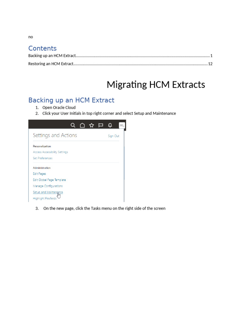 HCM Extract Backup and Restore Guide | PDF | Button (Computing ...