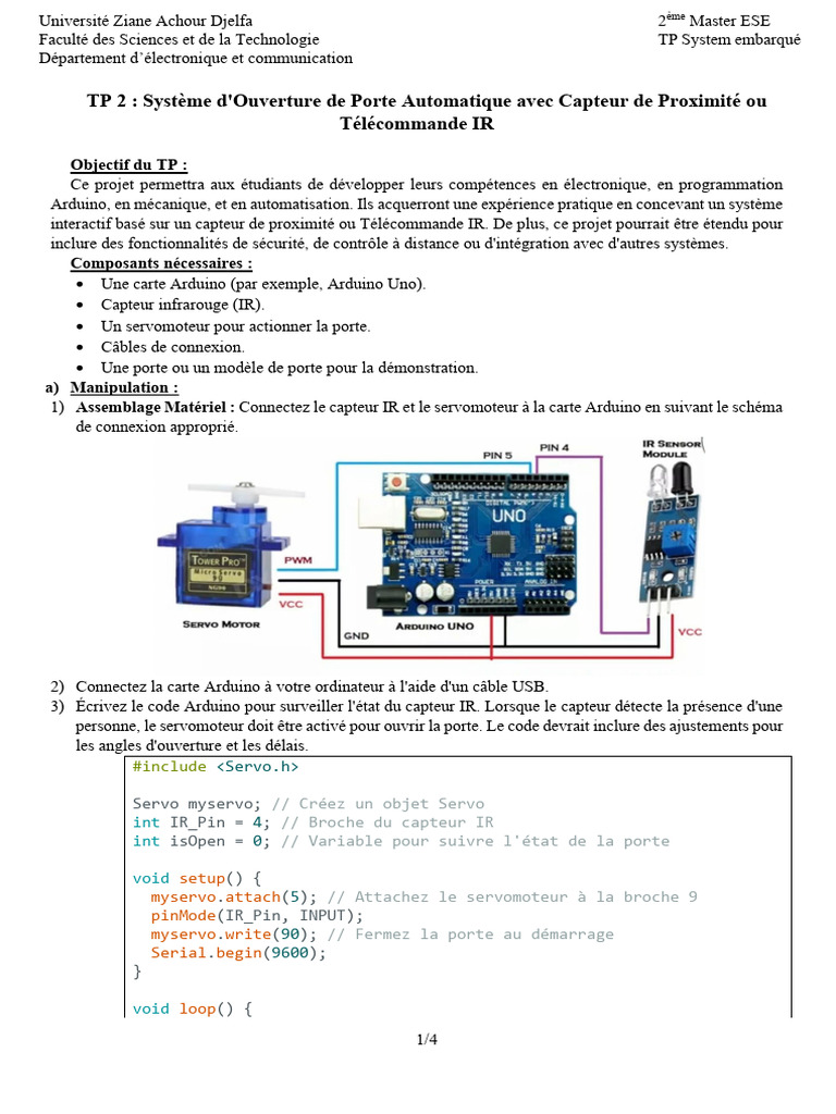 Système d'Ouverture de Porte Automatique | PDF | Arduino | Télécommande
