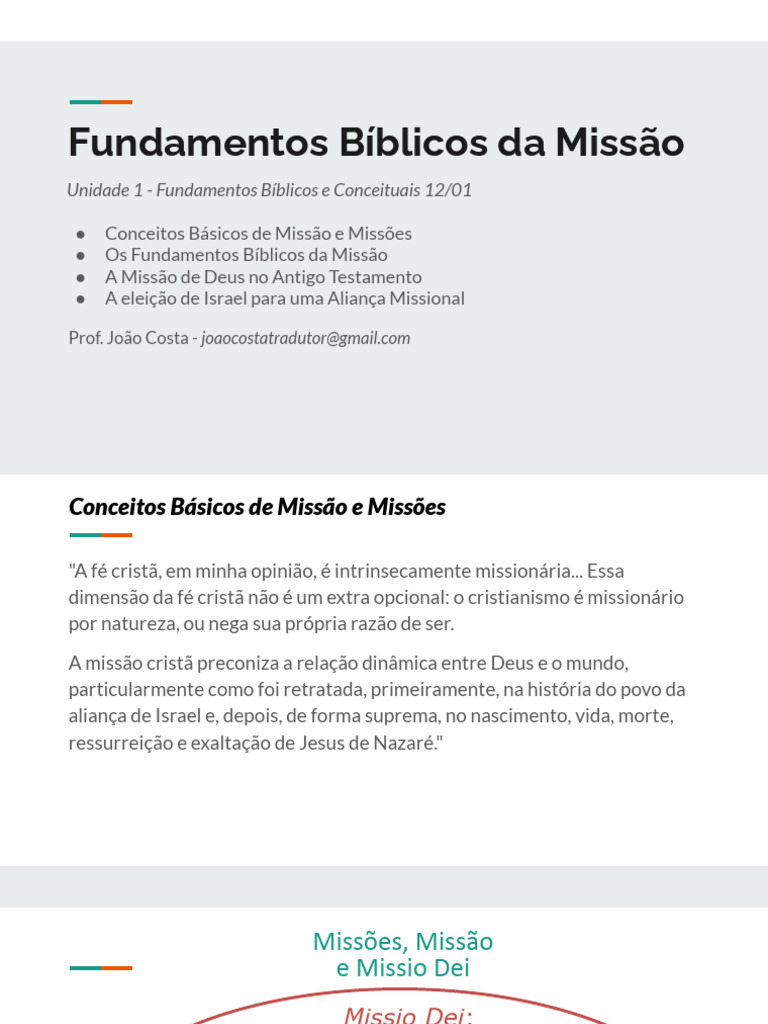 Fundamentos Bíblicos da Missão Cristã | PDF | Missão cristã | O Êxodo