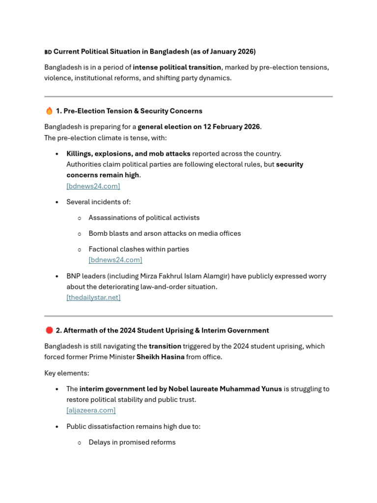 Bangladesh's Political Crisis Ahead of 2026 Election | PDF | Bangladesh ...