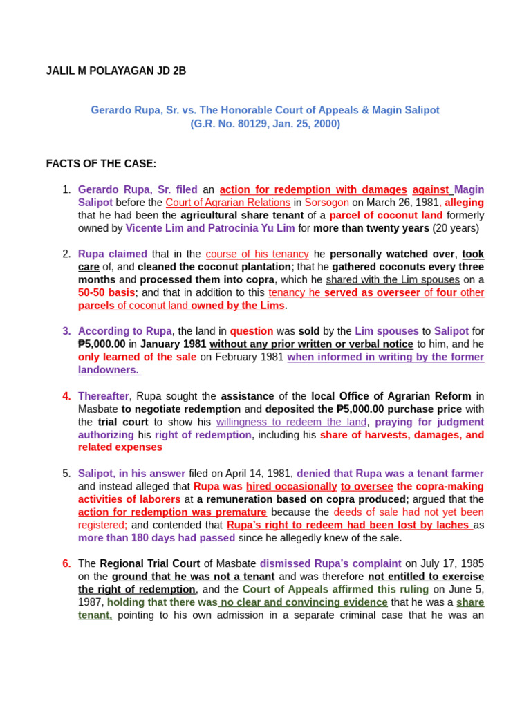Supreme Court Ruling on Tenant Redemption Rights | PDF | Lease ...