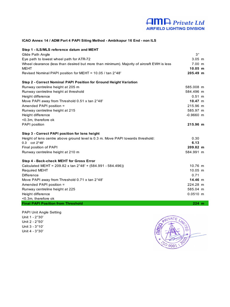 PAPI Siting Method for Ambikapur Runway | PDF | Aviation