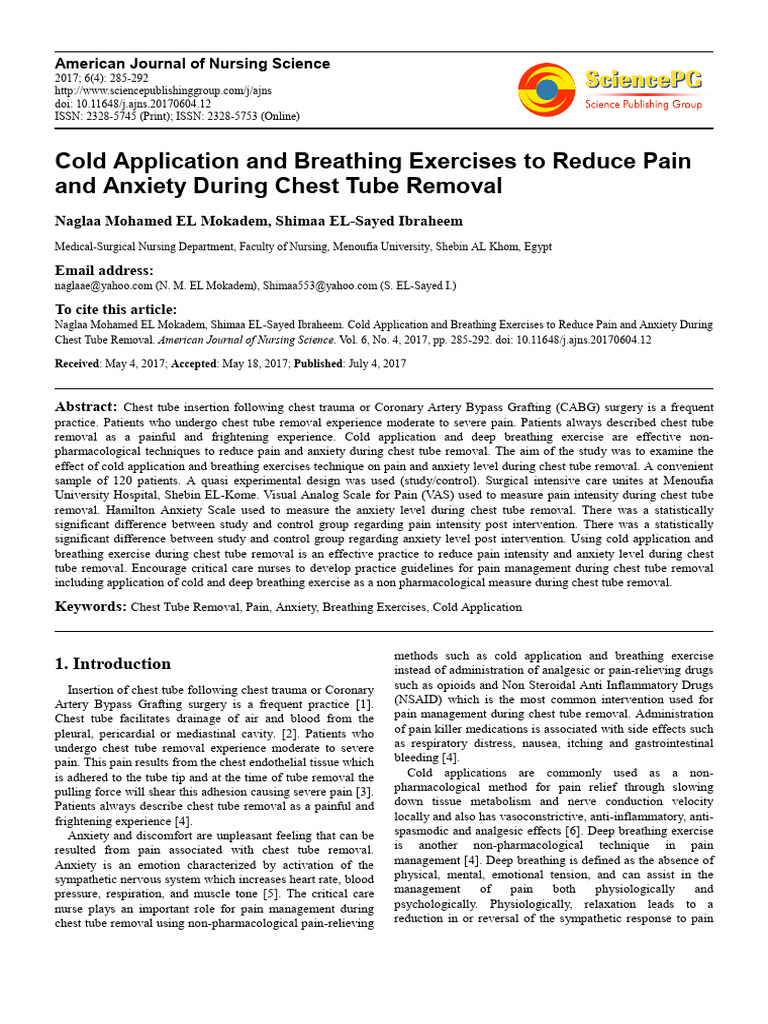 Cold Therapy & Breathing for Chest Tube Pain | PDF | Pain | Pain Management