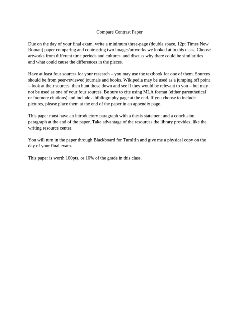Art Comparison Paper Guidelines | PDF