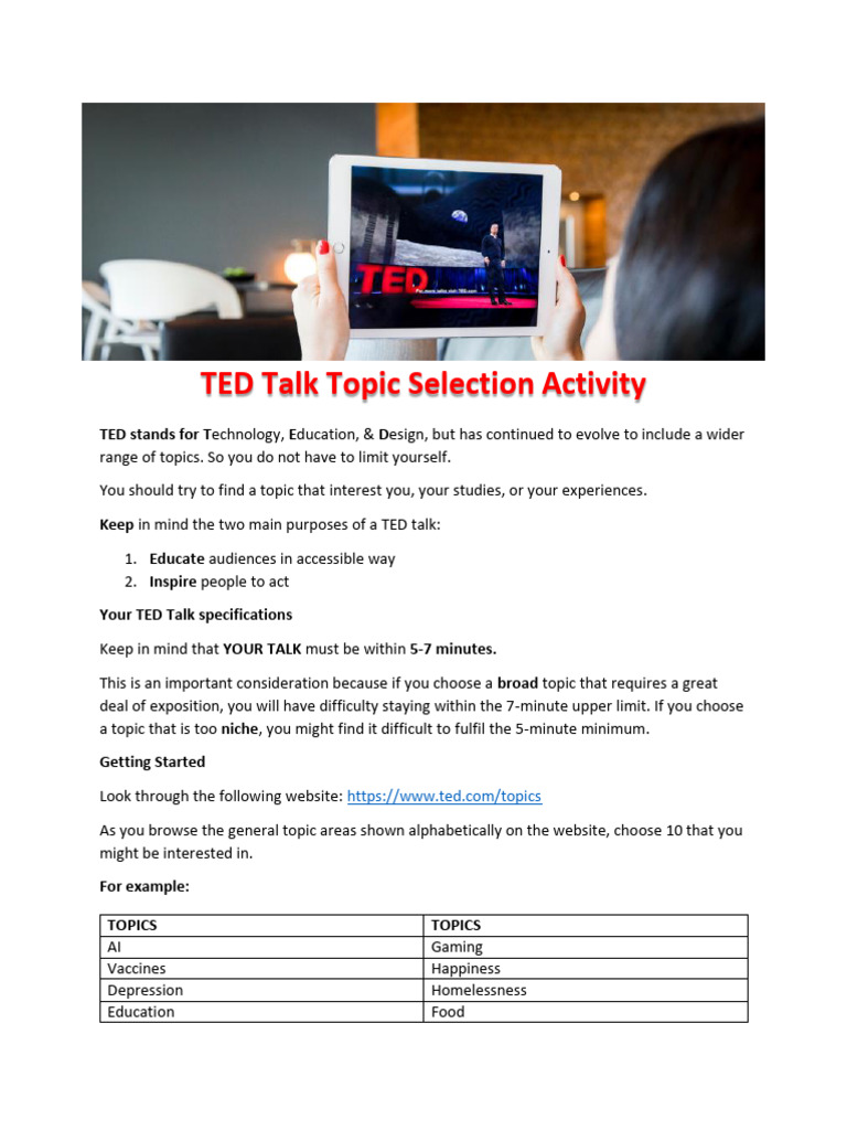 2005 TED Talk Topic Selection Activity | PDF | Cognition | Psychology