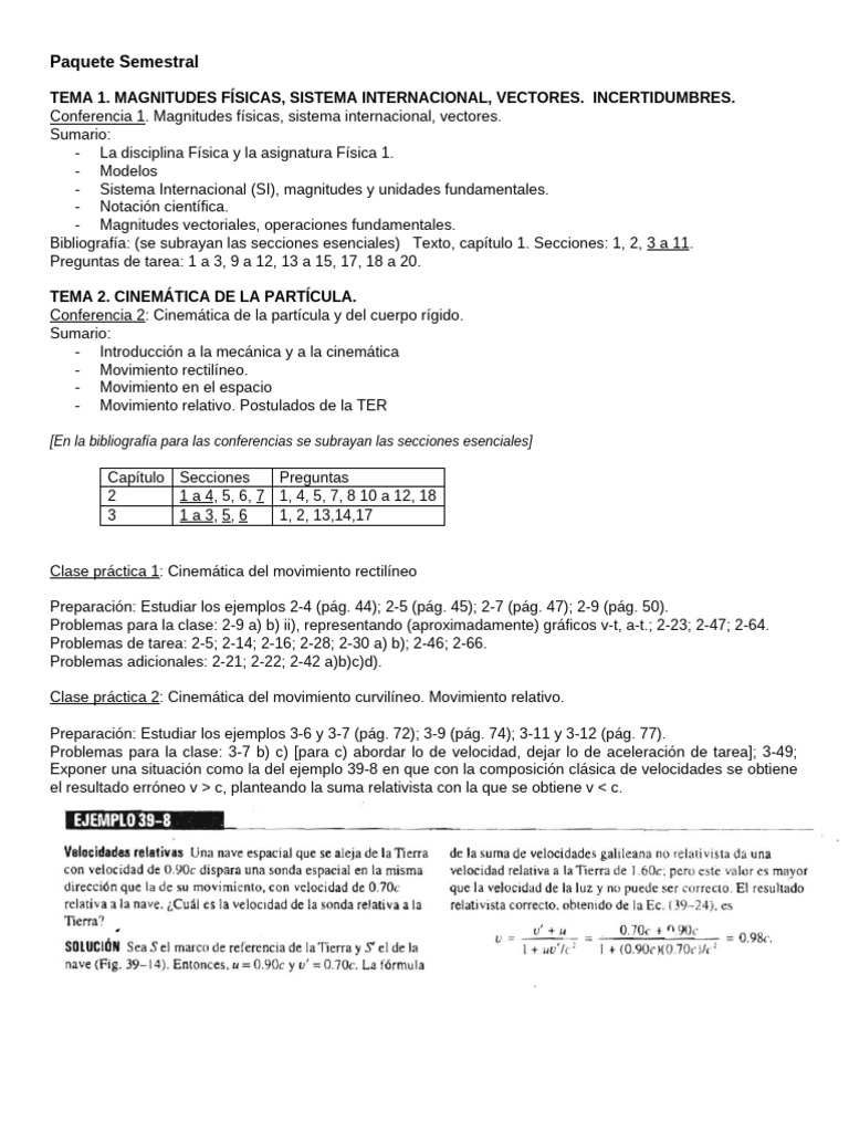 Paquete Semestral: Tema 1. Magnitudes Físicas, Sistema Internacional ...