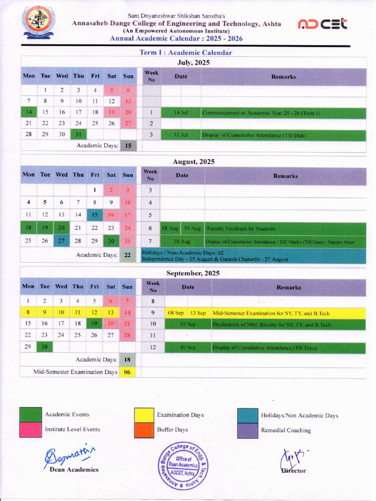 Academic Calendar 2025 26 160925 | PDF | Academia | Higher Education