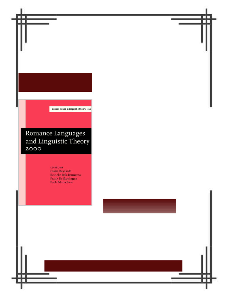 Romance Languages and Linguistic Theory 2000 Selected Papers from Going ...