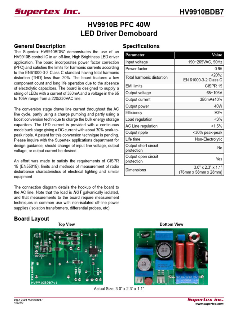 hv9910bdb7 | PDF | Electrical Engineering | Electricity