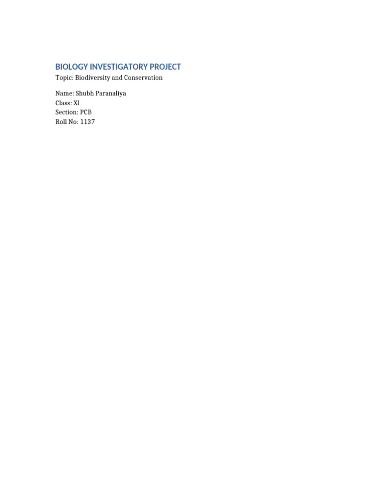 CBSE Biology Project 4 | PDF