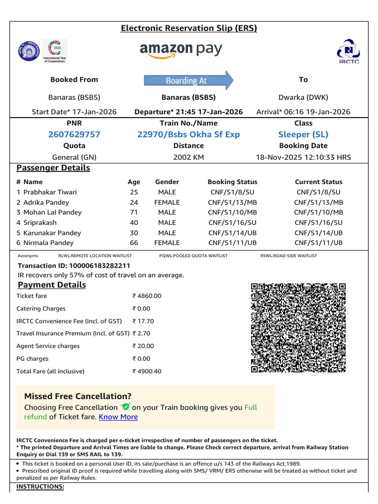 Train Ticket Payment Summary and Details | PDF | Identity Document