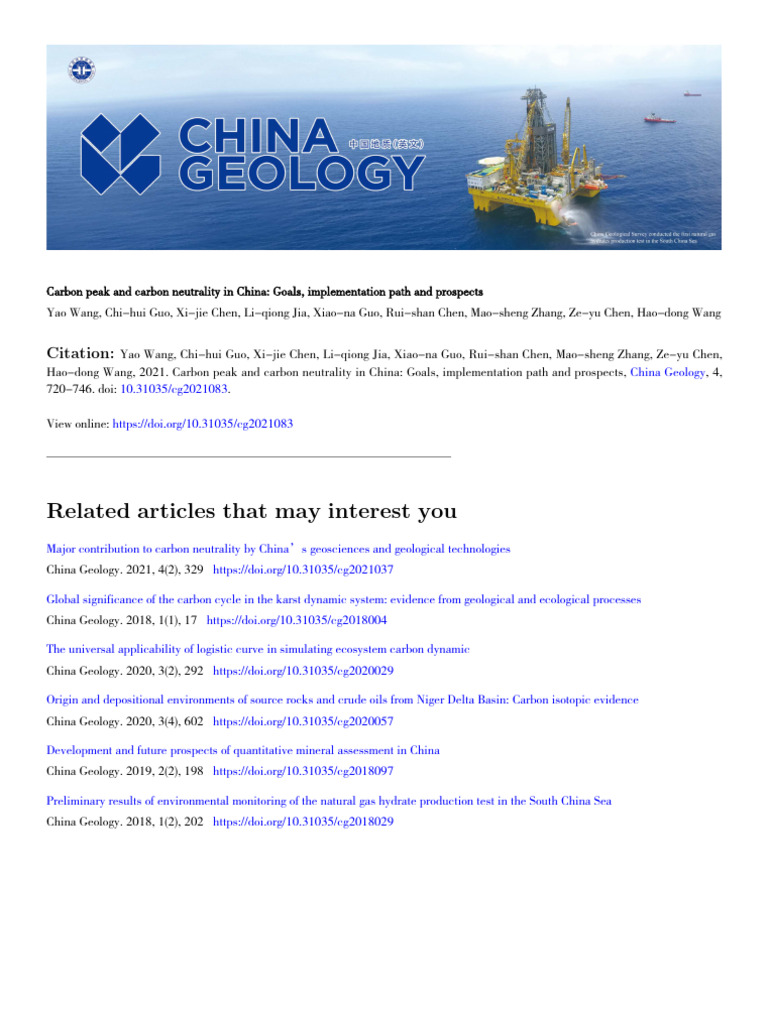 Carbon Peak and Carbon Neutrality in China Goals Implementation Path ...