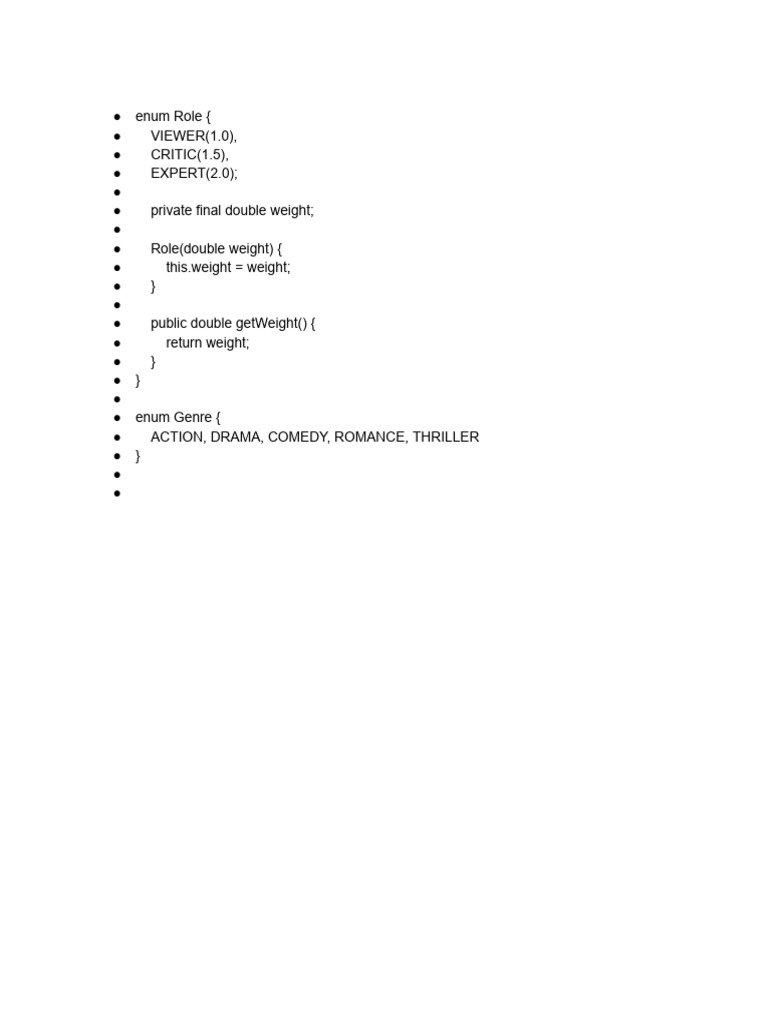Java Enum for Role and Genre Types | PDF