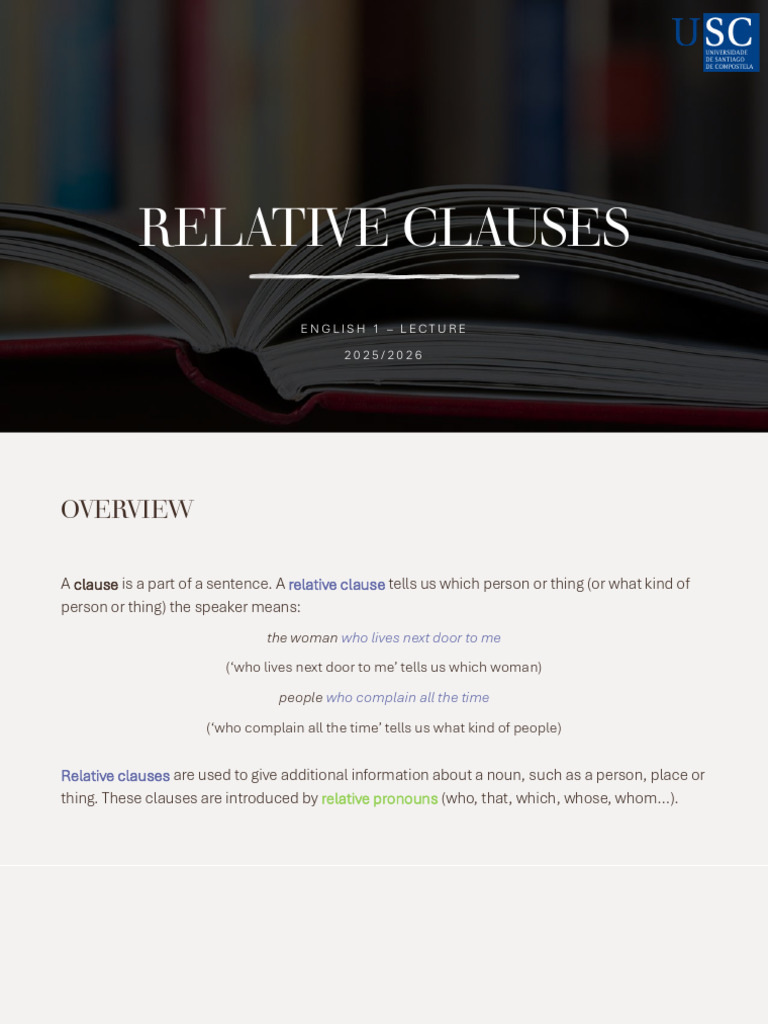 1. Theory (Relative Clauses) | PDF | Clause | Subject (Grammar)