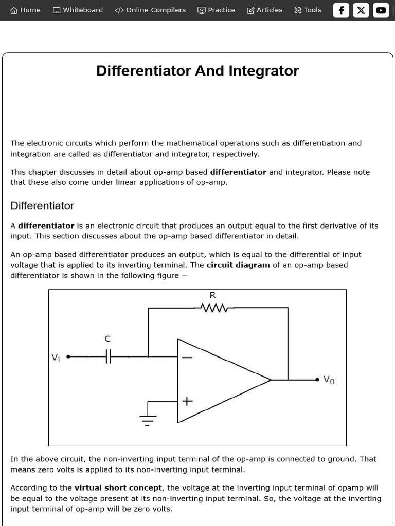 Op-Amp Differentiator and Integrator Guide | PDF | Operational ...