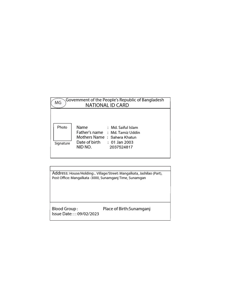 National ID Card Translation Document | PDF