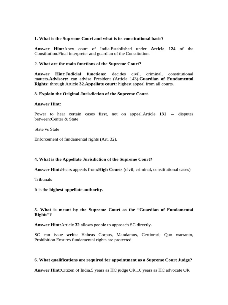 Supreme Court of India: Structure & Jurisdiction | PDF | Supreme Court ...