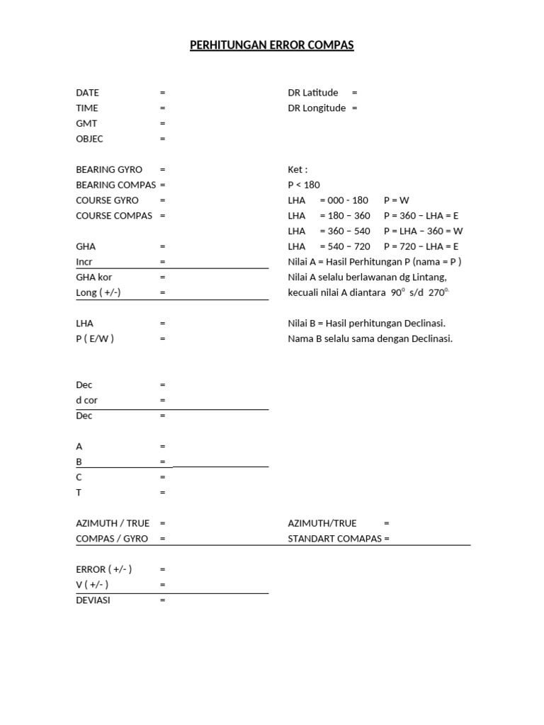 Perhitungan Error Kompas dan Gyro | PDF