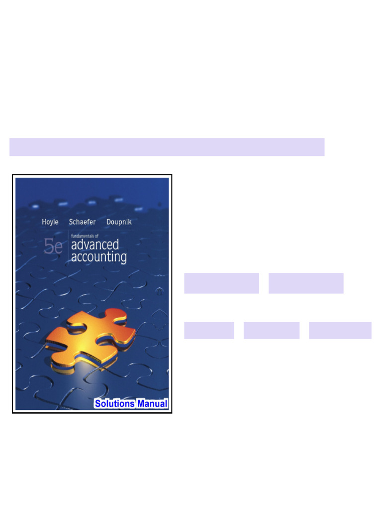 Fundamentals of Advanced Accounting 5th Edition Hoyle Solutions Manual newest edition 2025 | PDF ...