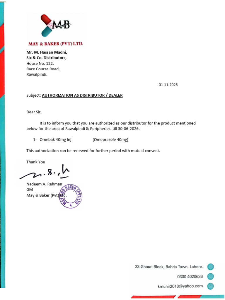 Distributor Authorization Letter | PDF