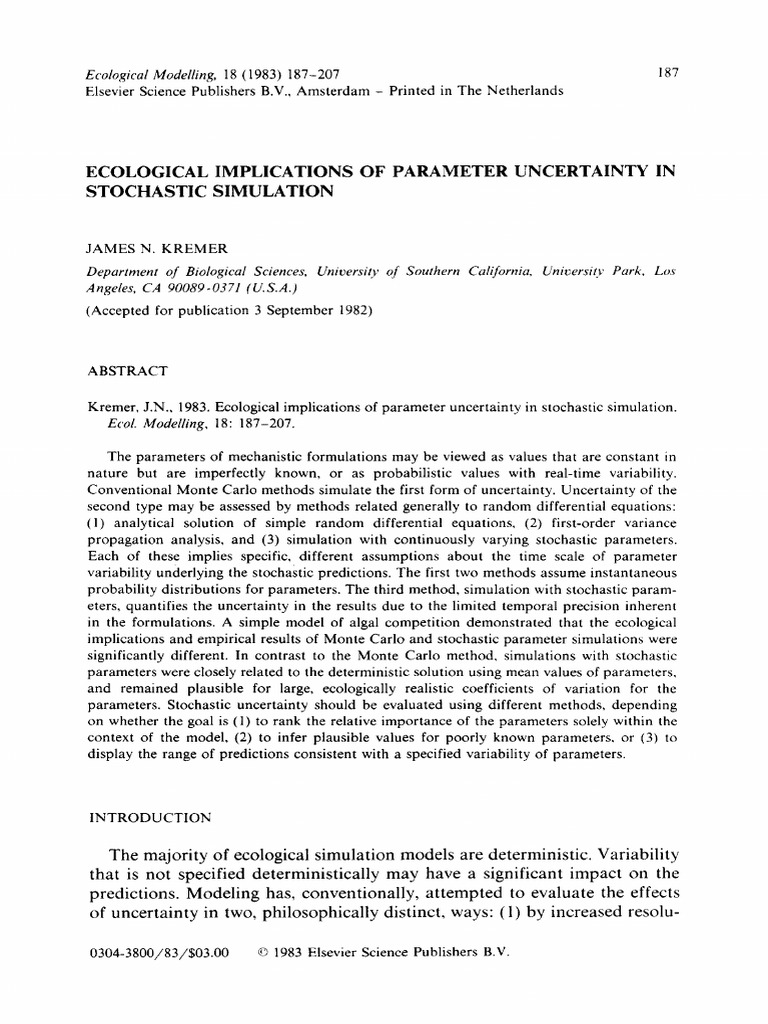 Parameter Uncertainty in Ecological Models | PDF | Monte Carlo Method ...