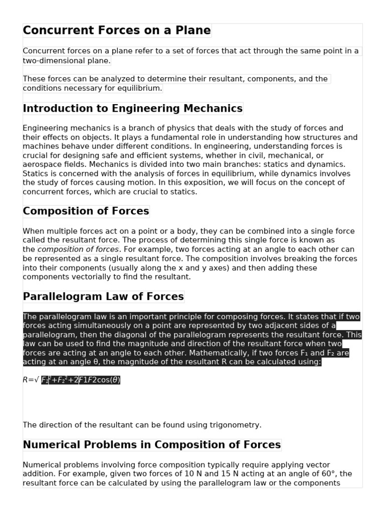 Understanding Concurrent Forces in Mechanics | PDF | Force | Classical ...