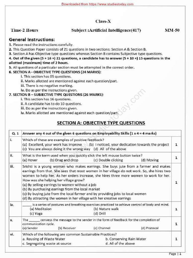 Sample Paper Questions Tia I | PDF