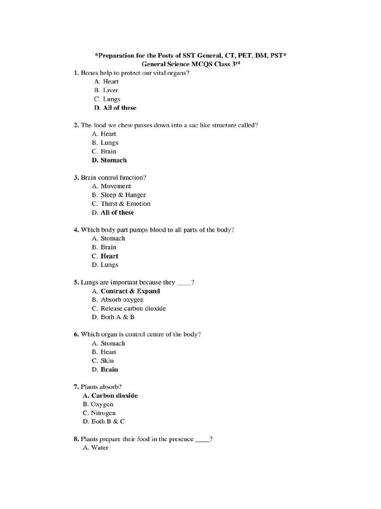General Science most important MCQs for JST IBA-5 -15 | PDF
