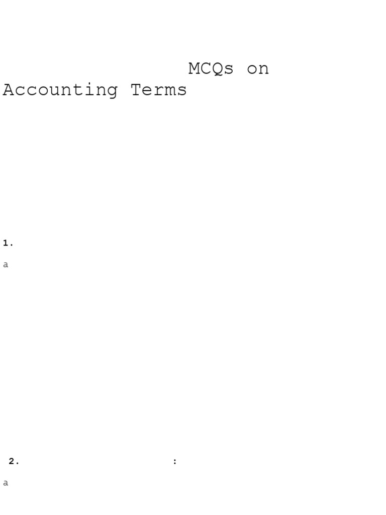 Accounting Terms MCQs for Students | PDF | Debits And Credits | Expense
