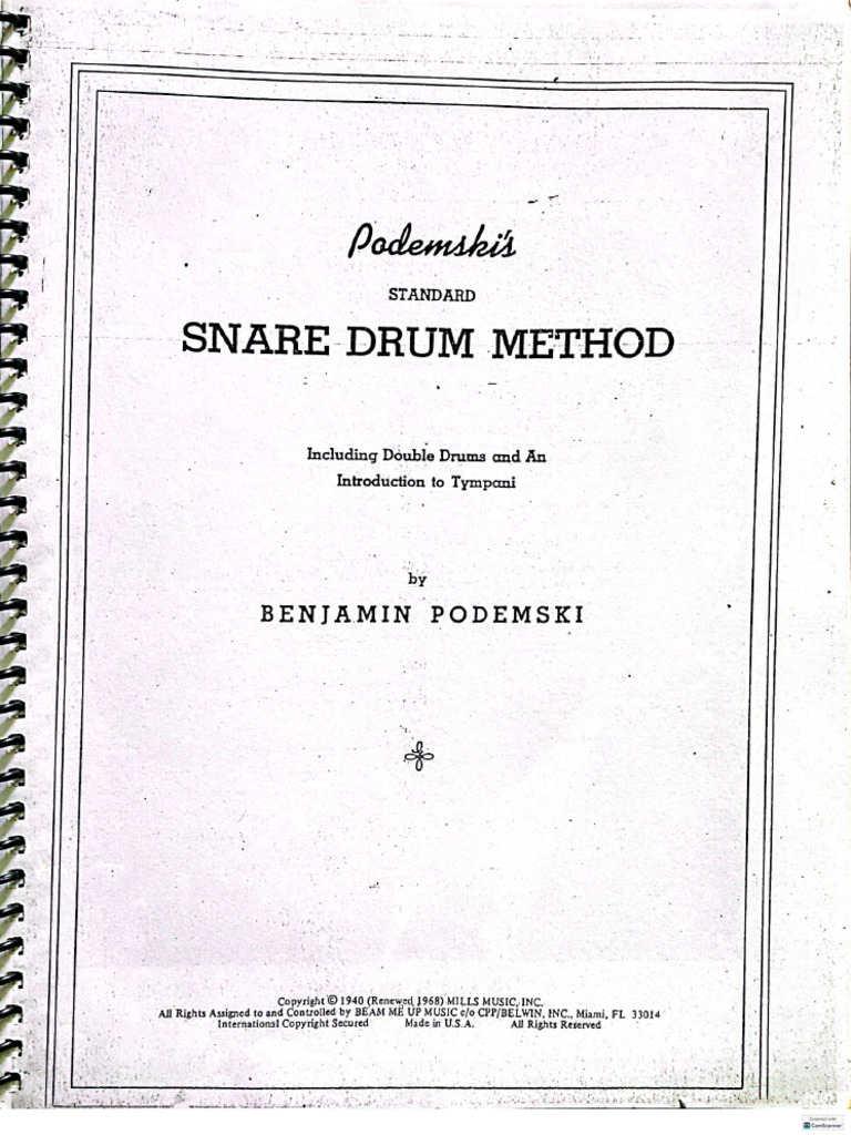 Podemski's Standard SNARE DRUM METHOD by | PDF