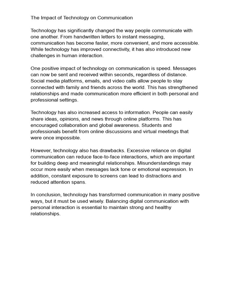 Technology's Impact on Communication | PDF