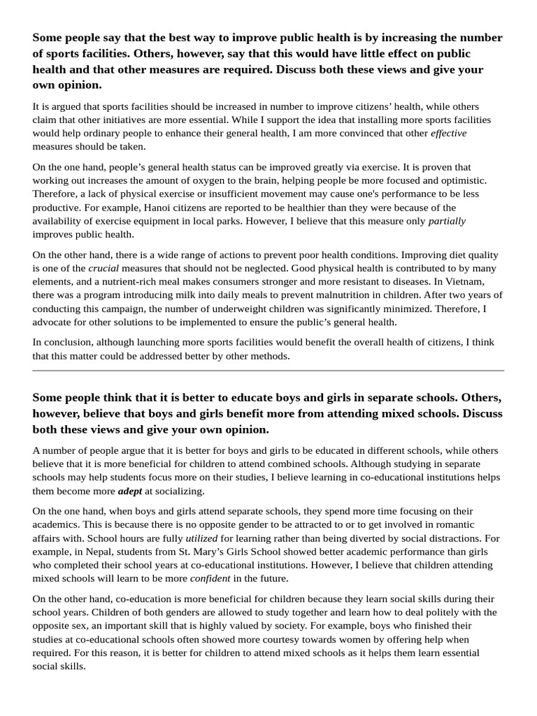 Some more IELTS Writing | PDF | Public Health