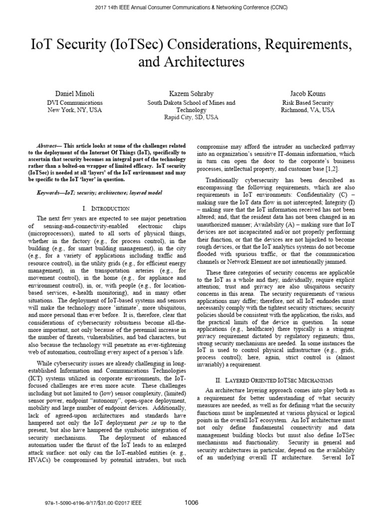 IoT Security: Challenges and Architectures | PDF | Internet Of Things ...