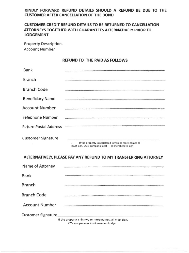 Nedbank Refund Form | PDF